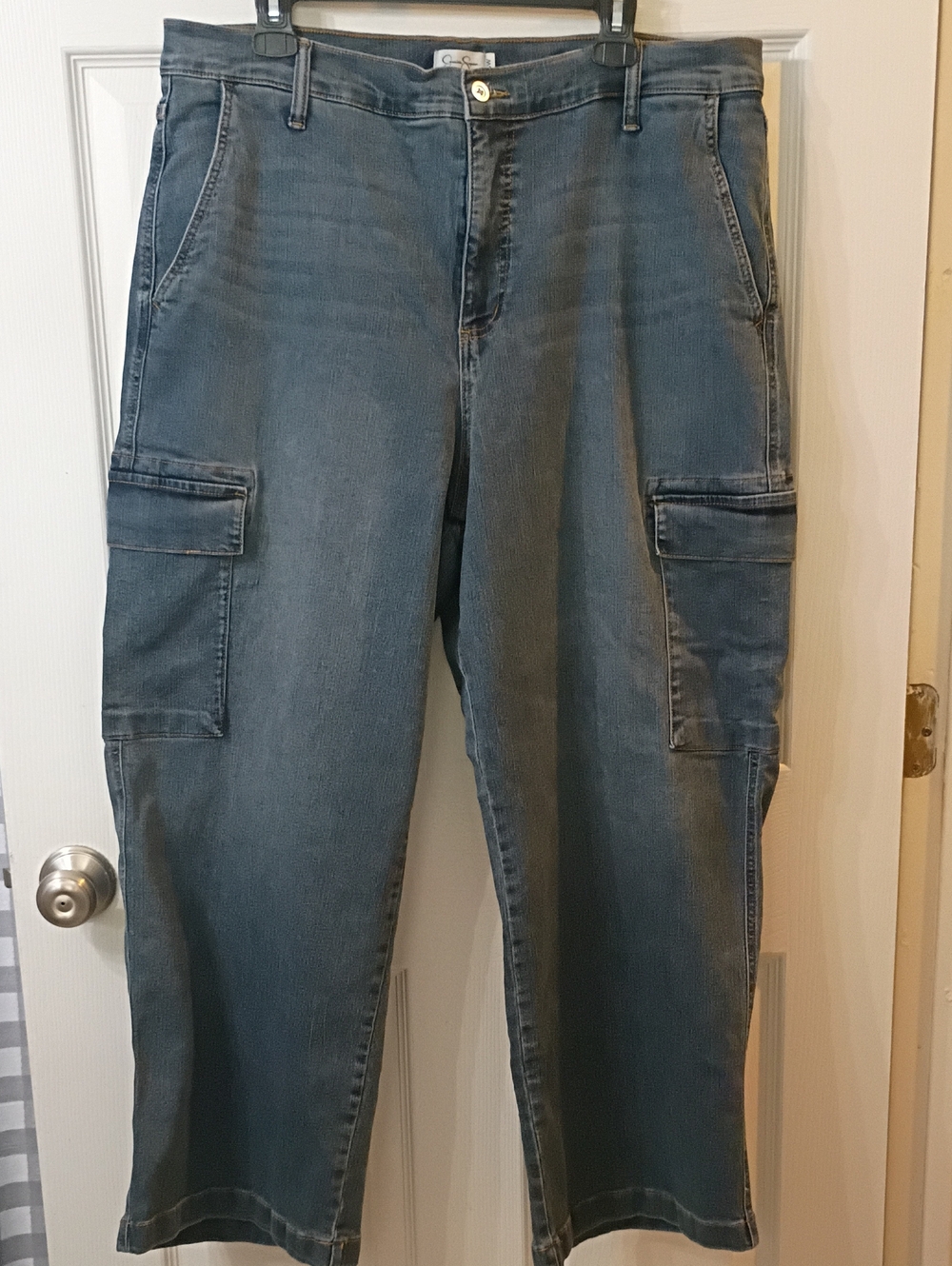 Jessica Simpson Women Relaxed Cargo Jeans in Washed Blue